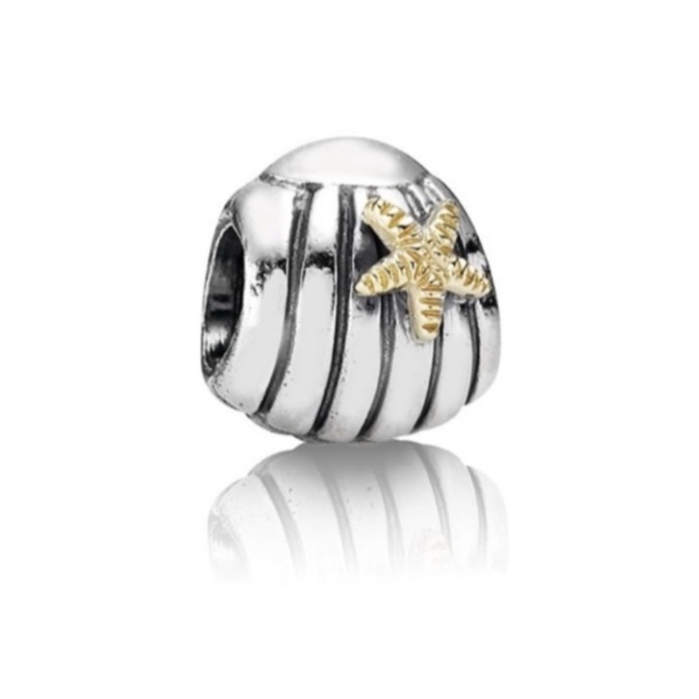 Authentic Pandora Sea Shell charm with 14K gold starfish - 790249 (retired)